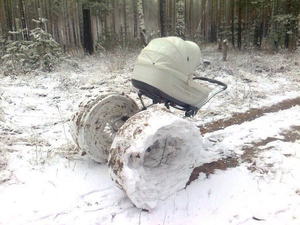 колеса из снега